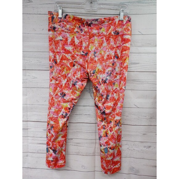 90 Degree by Reflex Athletic Leggings Pink Cropped Geometric Abstract Sz L - Picture 4 of 8